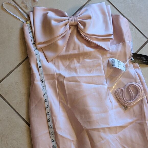 NWT Alfred Sung Strapless Satin Column Maxi Dress With Bow Ballet Pink Gown 16 - Picture 11 of 14
